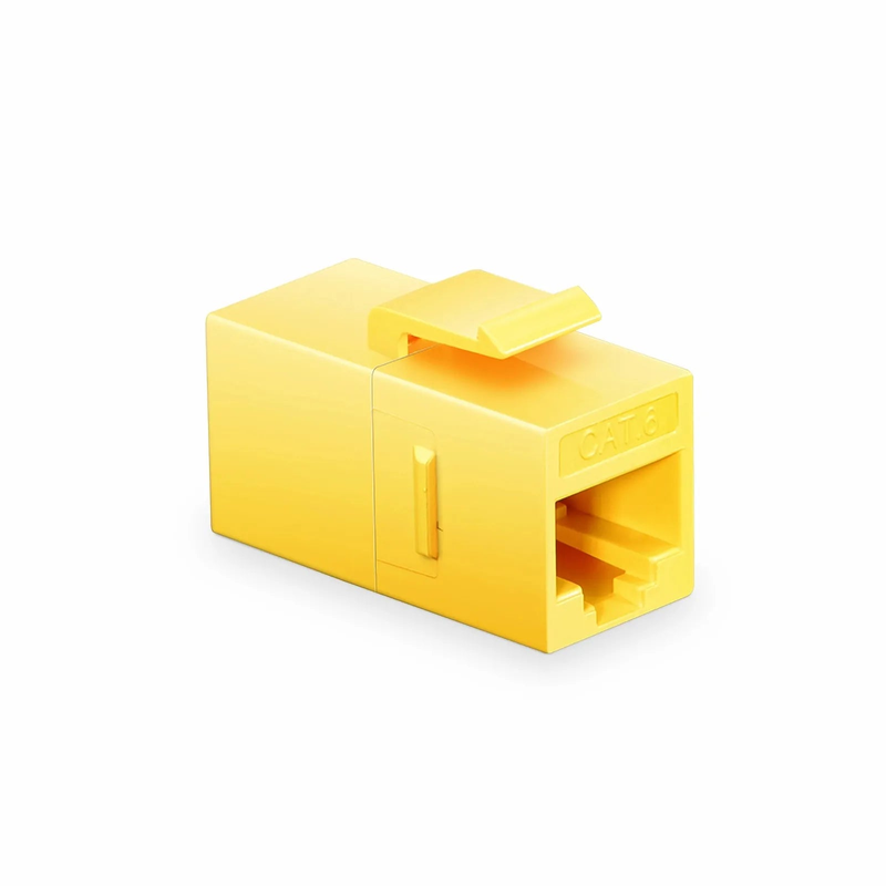 SFPS Cat6 Keystone RJ45 Coupler, Unshielded, Female to Female Insert Inline Coupler - Yellow (12pcs/Pack) SFPS