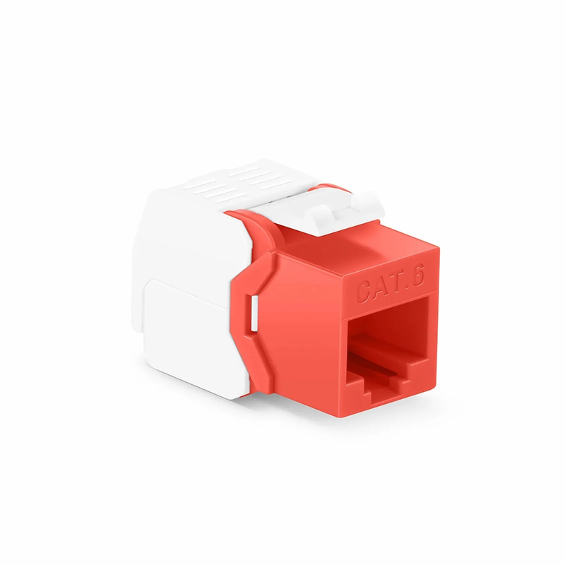 SFPS Cat6 RJ45 (8P8C) Unshielded Toolless Keystone Jack Module, Red (10 pcs/Pack) SFPS