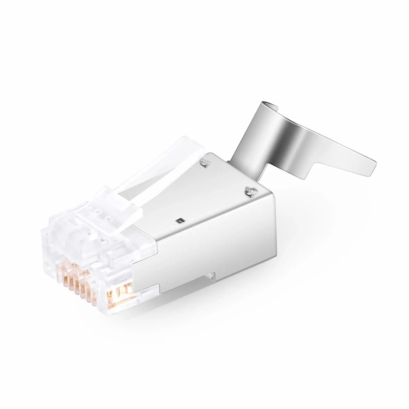 SFPS Cat5e RJ45 Pass Through Modular Plugs, Shielded Network Connectors for 24AWG Twisted Pair Solid or Stranded Cable (50/Pack) SFPS