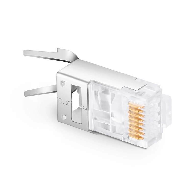 SFPS Cat5e RJ45 Pass Through Modular Plugs, Shielded Network Connectors for 24AWG Twisted Pair Solid or Stranded Cable (50/Pack) SFPS