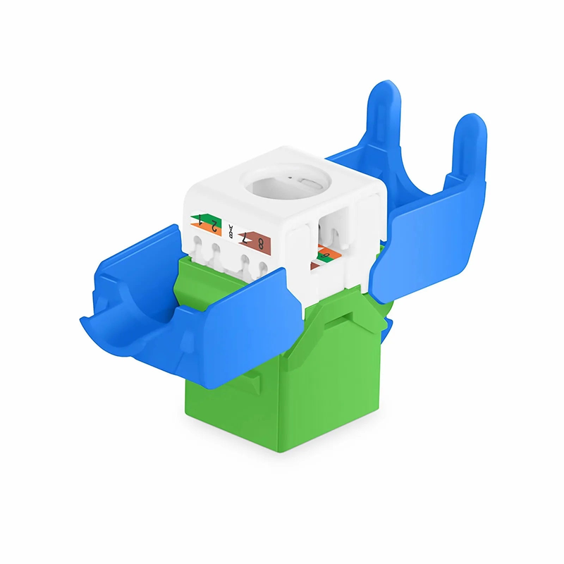 SFPS Cat6a RJ45 (8P8C) Unshielded Toolless Keystone Jack Module, Green (10 pcs/Pack) SFPS