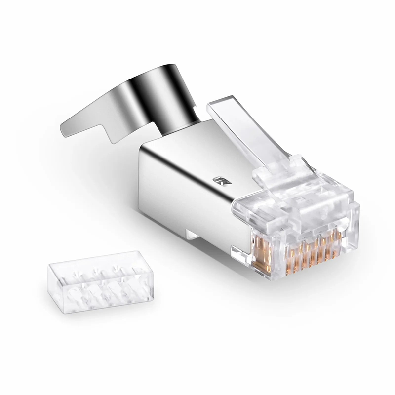 SFPS Cat6a/Cat7 RJ45 Standard Modular Plugs (Two-Piece Suit), Shielded Network Connectors for 23AWG Twisted Pair Solid Cable or Stranded Cable (50/Pack) SFPS