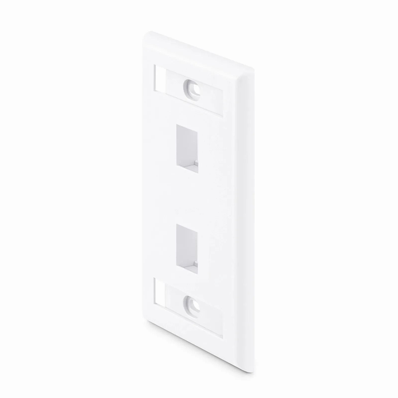 SFPS Single Gang Keystone Faceplate, Label Pockets, 2 Ports, White, 4.49'' x 2.76'' SFPS