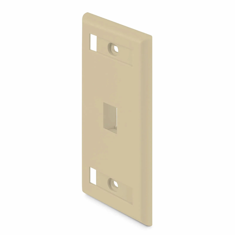 SFPS SyncEase Single Gang One Port Keystone Faceplate, Label Pockets, Ivory SFPS
