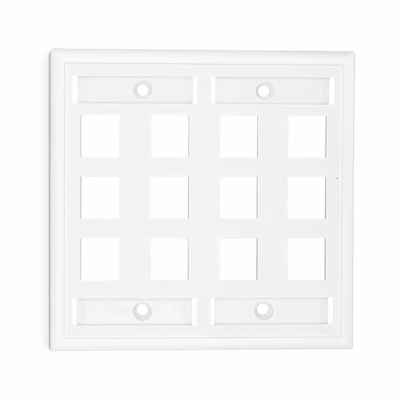 SFPS SyncEase Single Gang Twelve Port Keystone Faceplate, Label Pockets, White SFPS