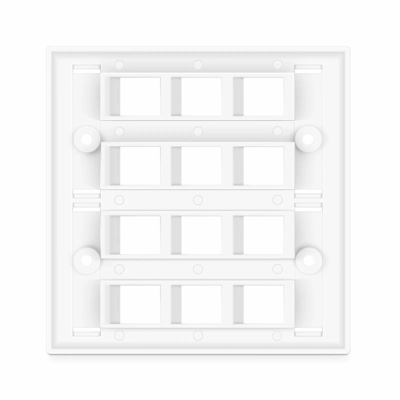 SFPS SyncEase Single Gang Twelve Port Keystone Faceplate, Label Pockets, White SFPS