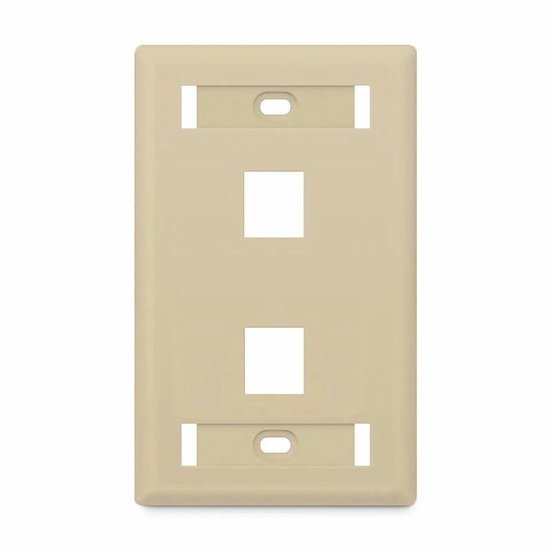 SFPS SyncEase Single Gang Two Port Keystone Faceplate, Label Pockets, Ivory SFPS