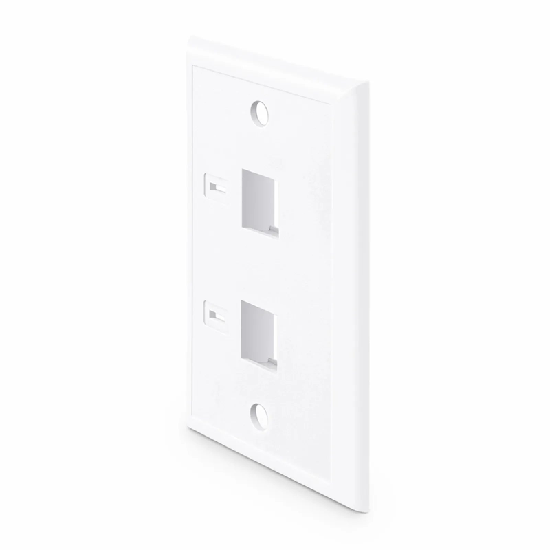 SFPS Single Gang Keystone Faceplate, Computer and Telephone Identification Icons, 2 Ports, White, 4.49'' x 2.76'' SFPS