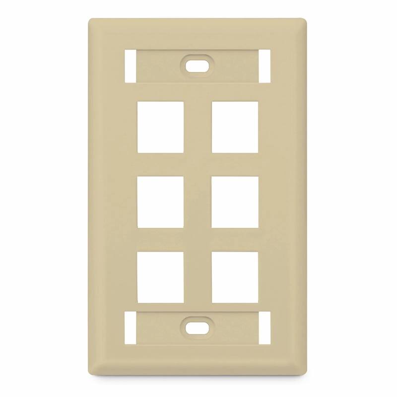 SFPS SyncEase Single Gang Six Port Keystone Faceplate, Label Pockets, Ivory SFPS