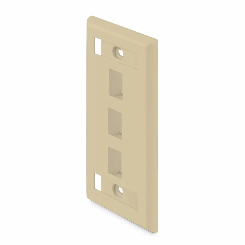 SFPS SyncEase Single Gang Three Port Keystone Faceplate, Label Pockets, Ivory SFPS