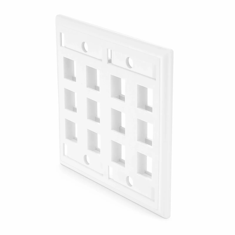 SFPS SyncEase Single Gang Twelve Port Keystone Faceplate, Label Pockets, White SFPS