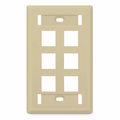 SFPS SyncEase Single Gang Six Port Keystone Faceplate, Label Pockets, Ivory SFPS
