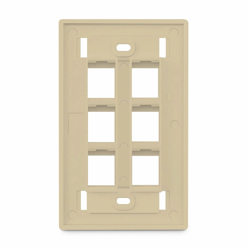 SFPS SyncEase Single Gang Six Port Keystone Faceplate, Label Pockets, Ivory SFPS