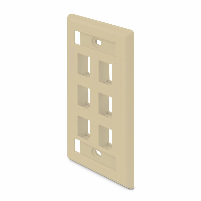 SFPS SyncEase Single Gang Six Port Keystone Faceplate, Label Pockets, Ivory SFPS