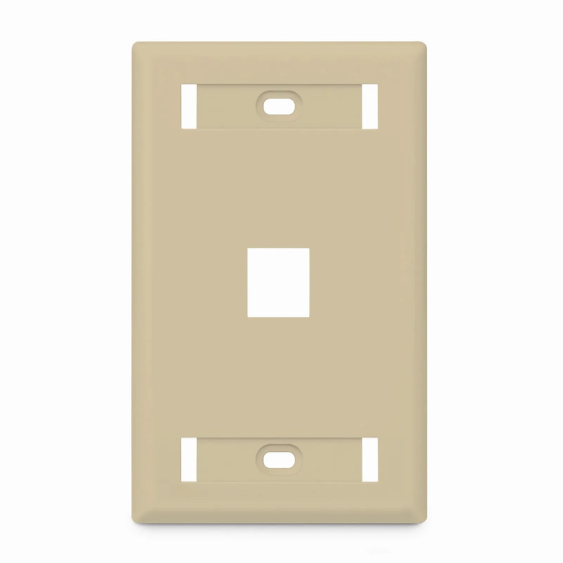 SFPS SyncEase Single Gang One Port Keystone Faceplate, Label Pockets, Ivory SFPS