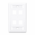 SFPS Single Gang Keystone Faceplate, Label Pockets, 4 Ports, White, 4.49'' x 2.76'' SFPS