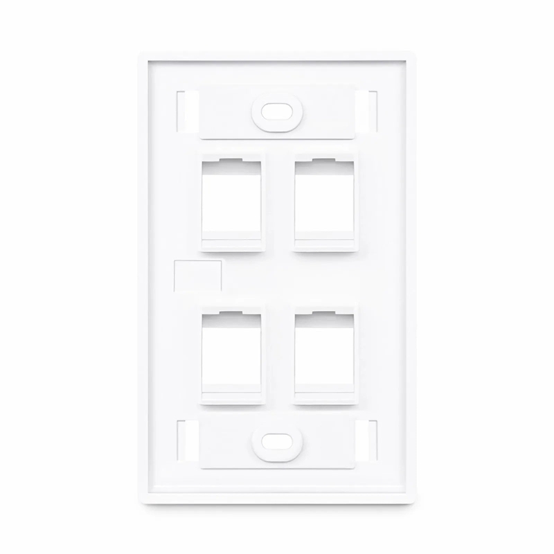 SFPS Single Gang Keystone Faceplate, Label Pockets, 4 Ports, White, 4.49'' x 2.76'' SFPS