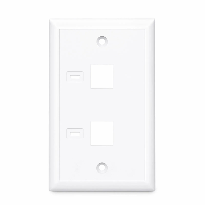 SFPS Single Gang Keystone Faceplate, Computer and Telephone Identification Icons, 2 Ports, White, 4.49'' x 2.76'' SFPS