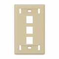 SFPS SyncEase Single Gang Three Port Keystone Faceplate, Label Pockets, Ivory SFPS