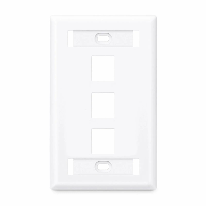 SFPS Single Gang Keystone Faceplate, Label Pockets, 3 Ports, White, 4.49'' x 2.76'' SFPS