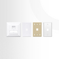 SFPS French-style Single Gang Snap-in Keystone Faceplate, Computer and Telephone Identification Icons, 1 Port, 0.5U, White, 0.88" x 1.76" SFPS