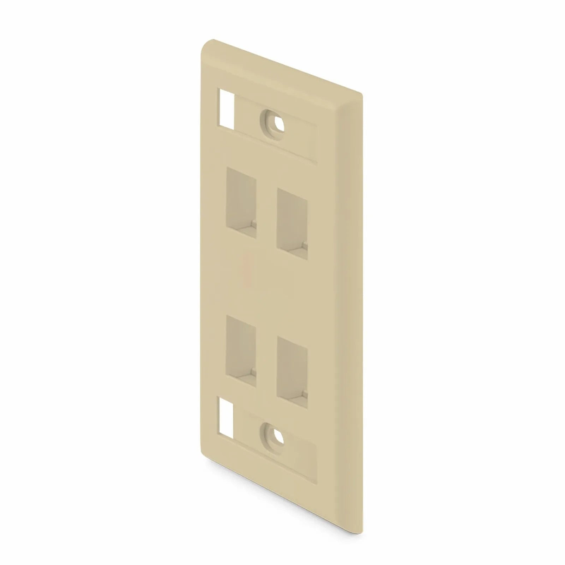 SFPS SyncEase Single Gang Four Port Keystone Faceplate, Label Pockets, Ivory SFPS