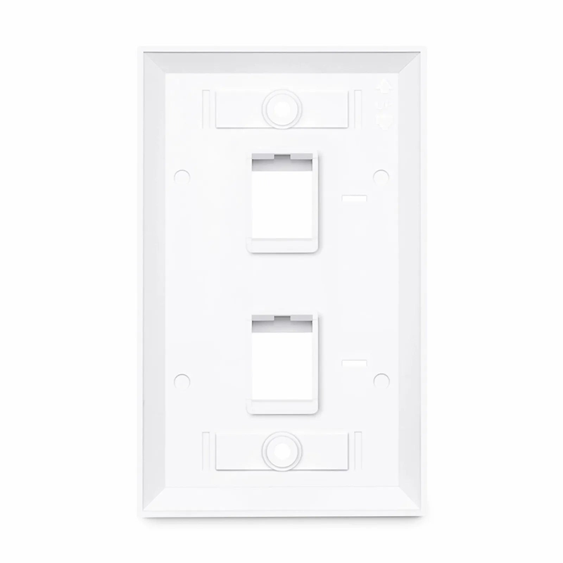 SFPS Single Gang Keystone Faceplate, Computer and Telephone Identification Icons, 2 Ports, White, 4.49'' x 2.76'' SFPS