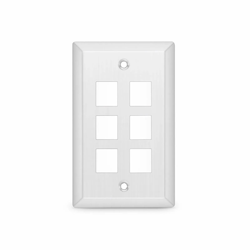 SFPS SyncEase Stainless Steel Six Port Keystone Single Gang Wall Plate SFPS