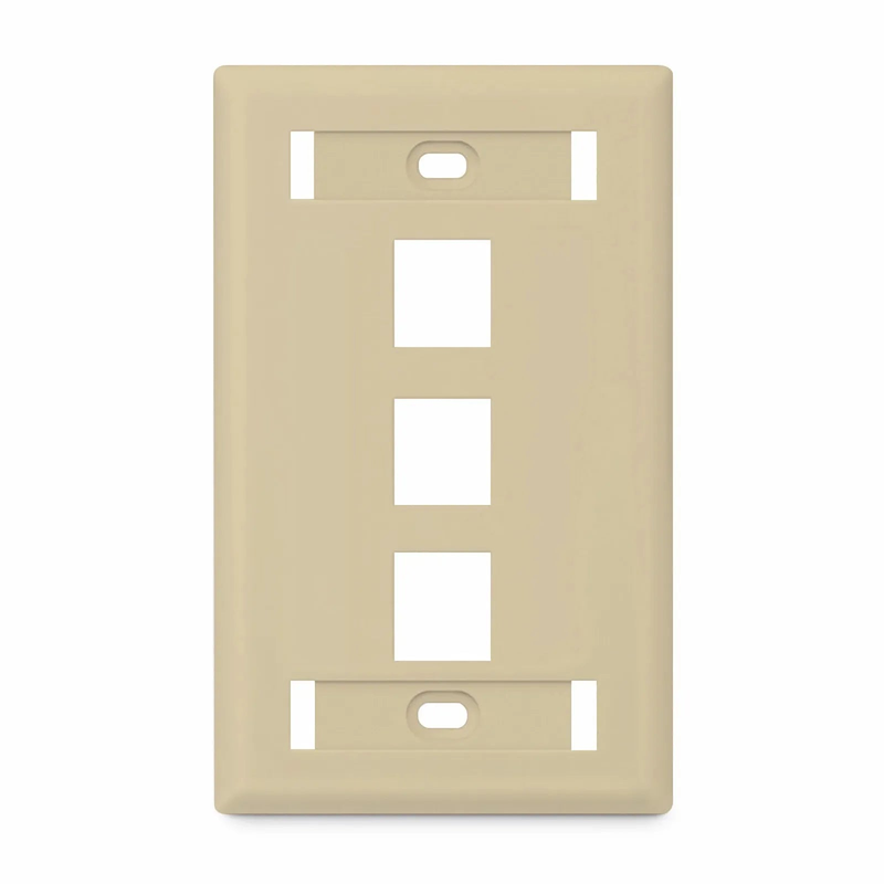 SFPS SyncEase Single Gang Three Port Keystone Faceplate, Label Pockets, Ivory
