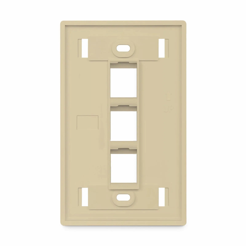 SFPS SyncEase Single Gang Three Port Keystone Faceplate, Label Pockets, Ivory