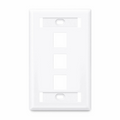 SFPS Single Gang Keystone Faceplate, Label Pockets, 3 Ports, White, 4.49'' x 2.76'' SFPS