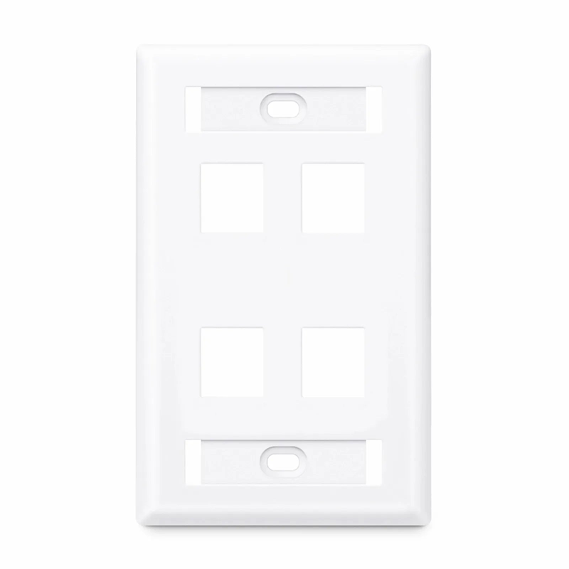SFPS Single Gang Keystone Faceplate, Label Pockets, 4 Ports, White, 4.49'' x 2.76'' SFPS
