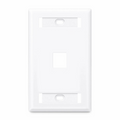 SFPS Single Gang Keystone Faceplate, Label Pockets, 1 Port, White, 4.49'' x 2.76'' SFPS