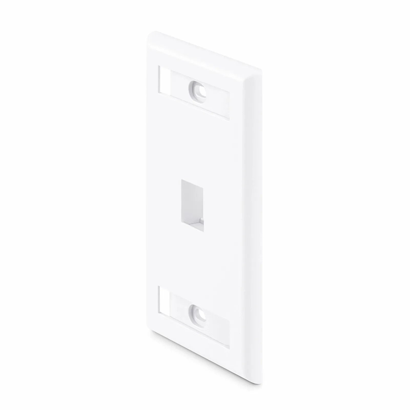 SFPS Single Gang Keystone Faceplate, Label Pockets, 1 Port, White, 4.49'' x 2.76'' SFPS