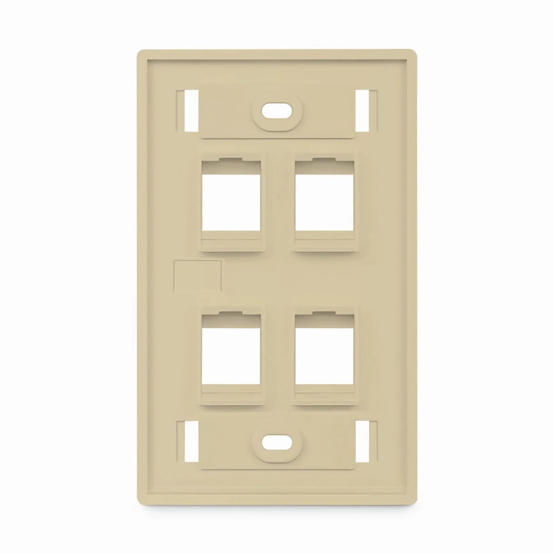 SFPS SyncEase Single Gang Four Port Keystone Faceplate, Label Pockets, Ivory SFPS
