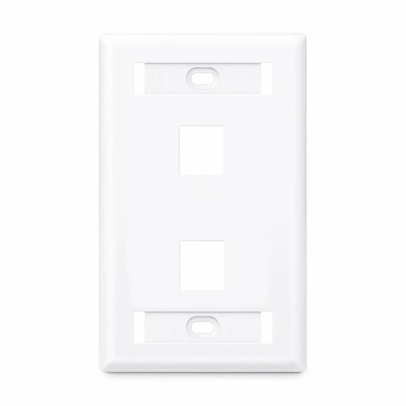 SFPS Single Gang Keystone Faceplate, Label Pockets, 2 Ports, White, 4.49'' x 2.76'' SFPS