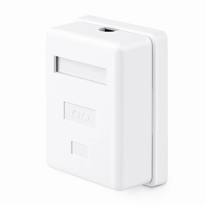 SFPS Cat6 RJ45 Shielded Surface Mount Box, 1 Port, White SFPS