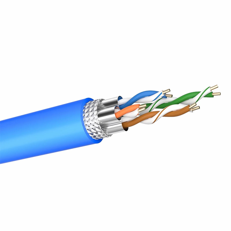 SFPS Cat6a Ethernet Bulk Cable, 1000ft (305m), 23AWG Solid Pure Bare Copper Wire, 750MHz, Shielded (S/FTP), PVC CMR, with Reel (Blue)