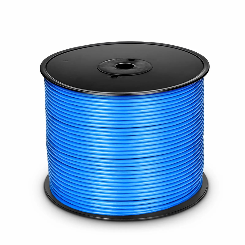 SFPS Cat6 Ethernet Bulk Cable, 1000ft (305m), UL Listed, 24AWG Stranded Pure Bare Copper Wire, 550MHz, Unshielded (UTP), PVC CM, with Reel (Blue)