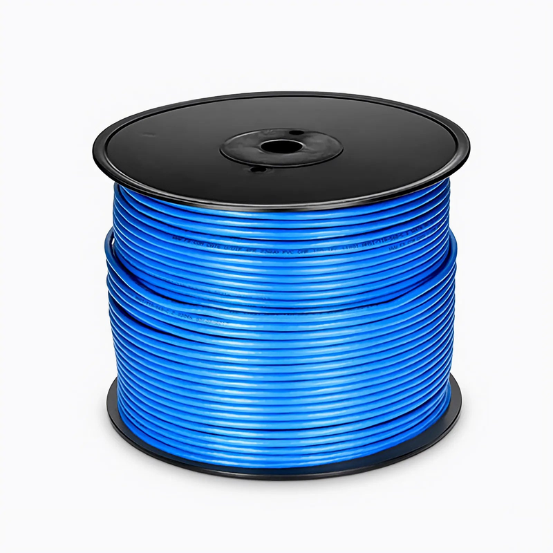 SFPS Cat6 Ethernet Bulk Cable, 1000ft (305m), UL Listed, 23AWG Solid Pure Bare Copper Wire, 550MHz, Unshielded (UTP), PVC CMR, with Reel (Blue) SFPS