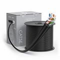 SFPS Cat5e Ethernet Bulk Cable, 1000ft (305m), UL Listed, 24AWG Stranded Pure Bare Copper Wire, 350MHz, Unshielded (UTP), PVC CM, with Reel (Black) SFPS