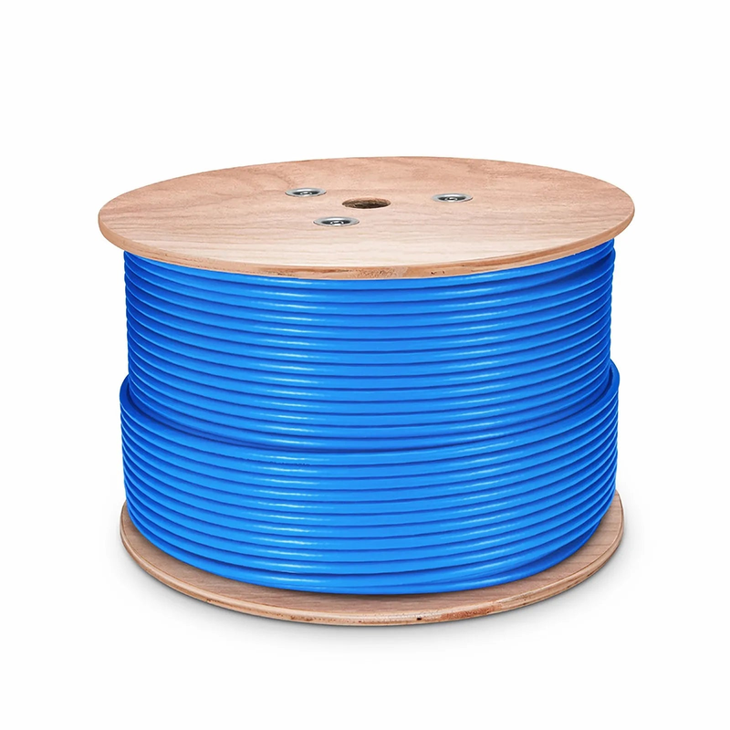 SFPS Cat6a Ethernet Bulk Cable, 1000ft (305m), 23AWG Solid Pure Bare Copper Wire, 750MHz, Unshielded (UTP), PVC CMR, with Reel (Blue) SFPS