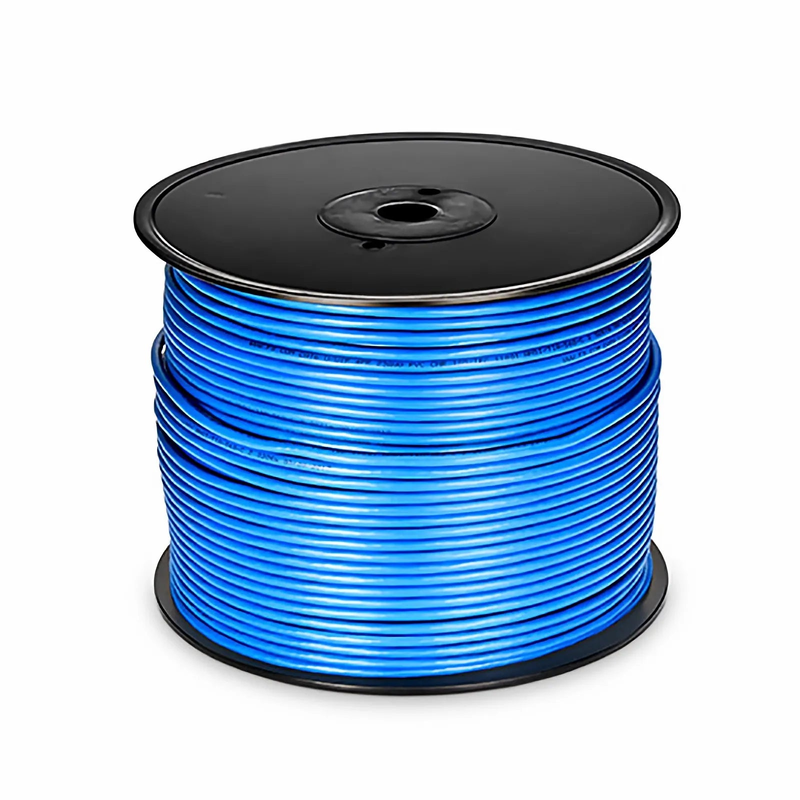 SFPS Cat5e Ethernet Bulk Cable, 1000ft (305m), 24AWG Solid Pure Bare Copper Wire, 350MHz, Unshielded (UTP), PVC CMR, with Reel (Blue) SFPS