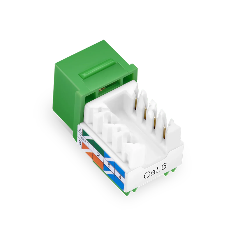 SFPS Cat6 RJ45 (8P8C) Unshielded Punch Down Keystone Jack Module, Green, 12Pcs/Pack SFPS