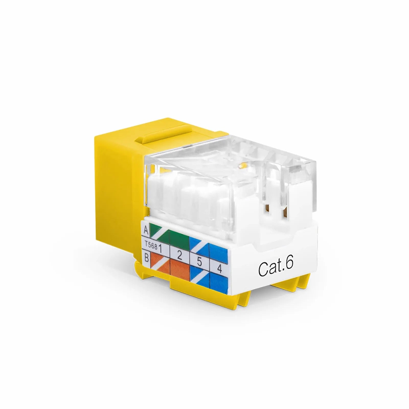 SFPS Cat6 RJ45 (8P8C) Unshielded Punch Down Keystone Jack Module, Yellow, 12Pcs/Pack SFPS