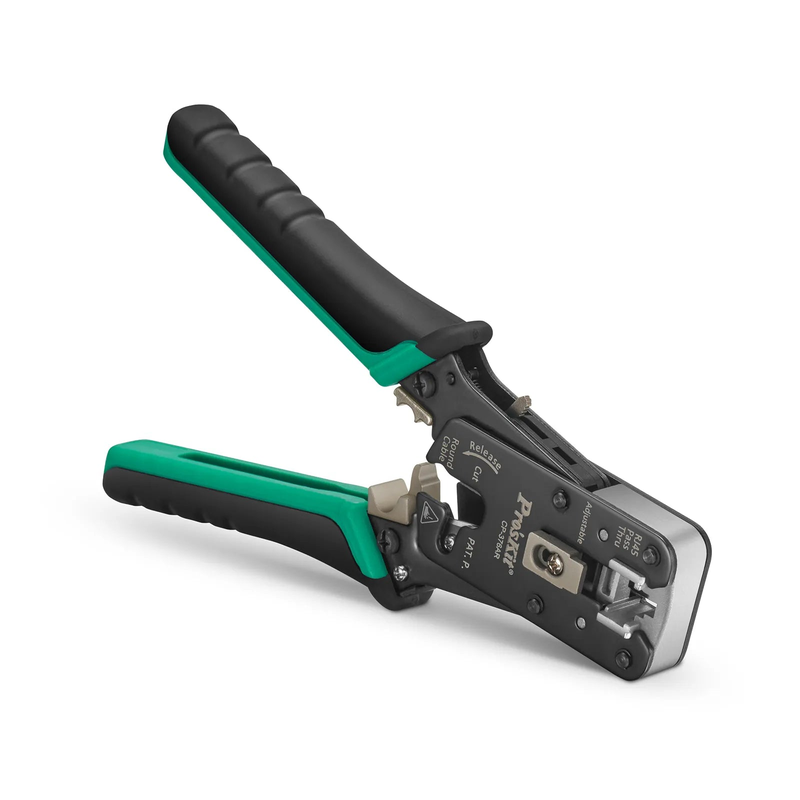 SFPS Cat5/6/7 RJ45 Pass-Through Professional Modular Crimper with Built-in Wire Cutter and Stripper SFPS