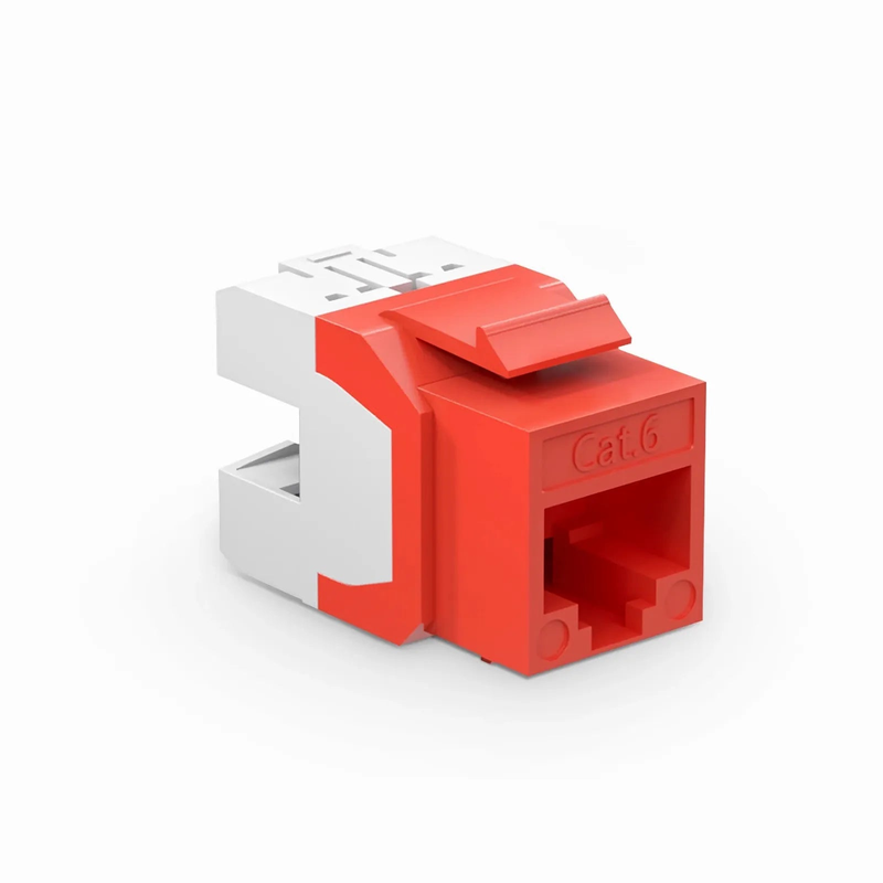 SFPS Cat6 RJ45 (8P8C) Unshielded Punch Down Keystone Jack Module, Red (10 pcs/Pack) SFPS