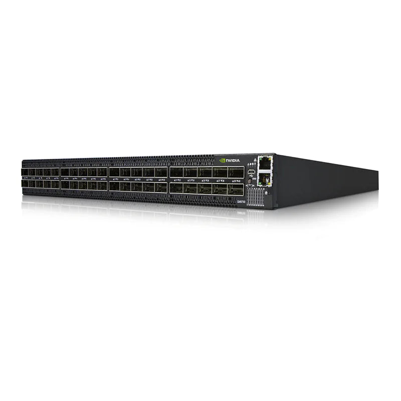 NVIDIA MQM8700-HS2F Quantum HDR InfiniBand Switch, 40 x HDR QSFP56 Ports, Two Power Supplies (AC), Managed, x86 Dual Core, Standard Depth, P2C Airflow, Rail Kit, with 5-year Service SFPS