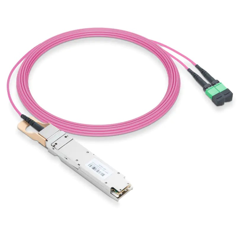 NVIDIA/Mellanox Compatible 800GBASE-2xSR4/SR8 OSFP Finned Top PAM4 850nm 100m DOM IB and Ethernet Liquid/Immersion Cooling Transceiver for MMF with 7m Dual MPO-12/APC OM4 Erika Violet/Magenta Female Type A Pigtails SFPS