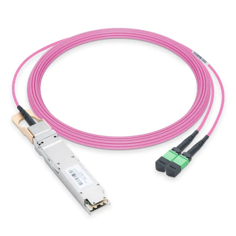 NVIDIA/Mellanox Compatible 800GBASE-2xSR4/SR8 OSFP Finned Top PAM4 850nm 100m DOM IB and Ethernet Liquid/Immersion Cooling Transceiver for MMF with 7m Dual MPO-12/APC OM4 Erika Violet/Magenta Female Type A Pigtails SFPS